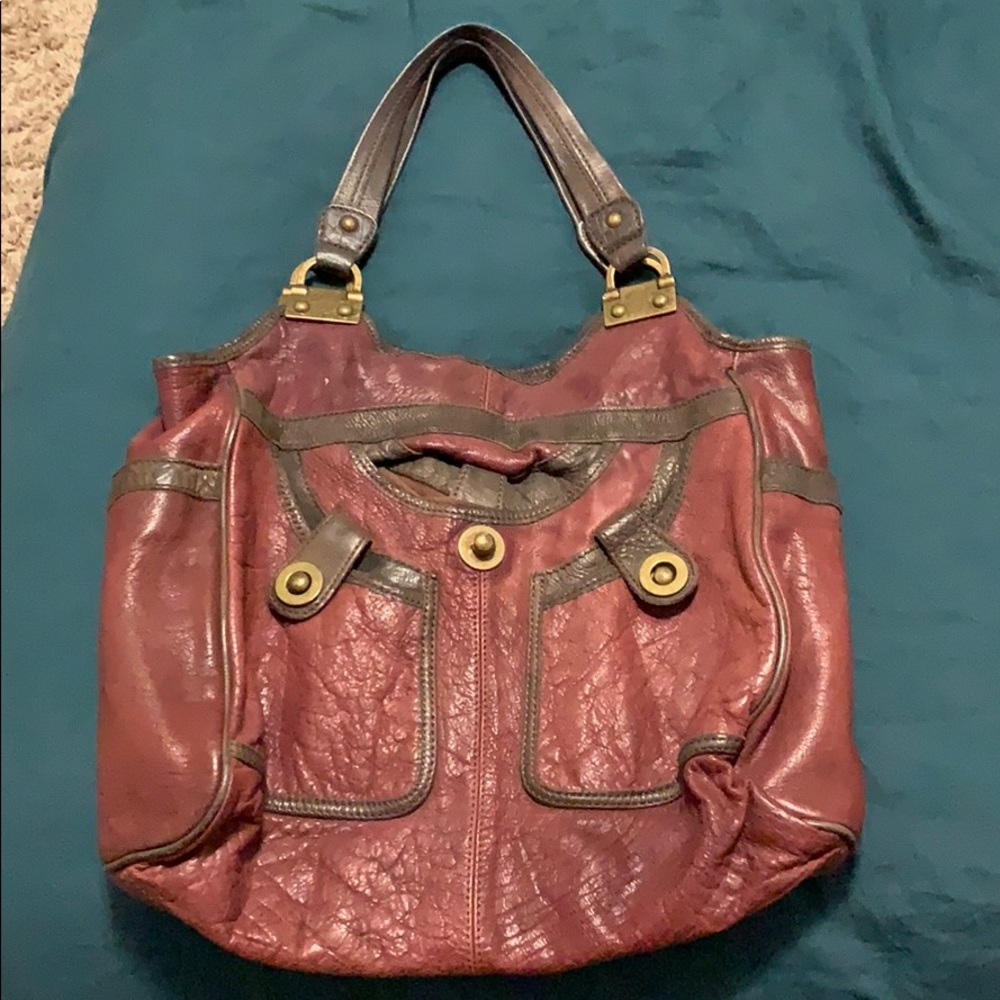 Real leather tote